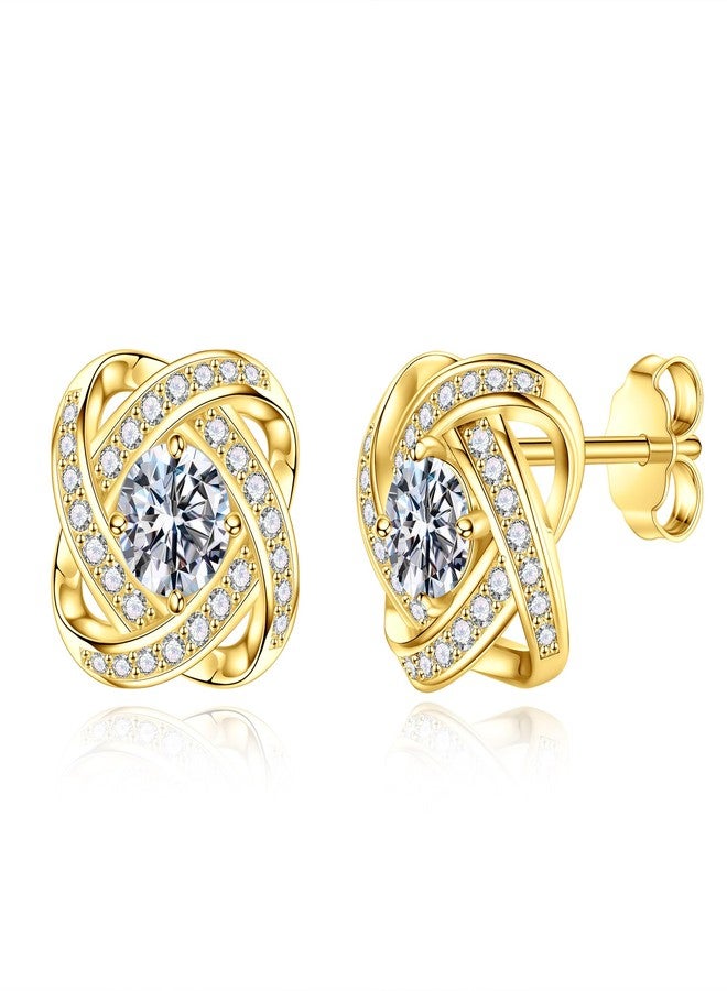 MOOSEA Moissanite Earrings for Women, 1ct Lab Created Moissanite 925 Sterling Silver Love Knot Moissanite Earrings Studs Anniversary Birthday Gifts for Women Mom Wife Girlfriend Grandma Friend - Image 1